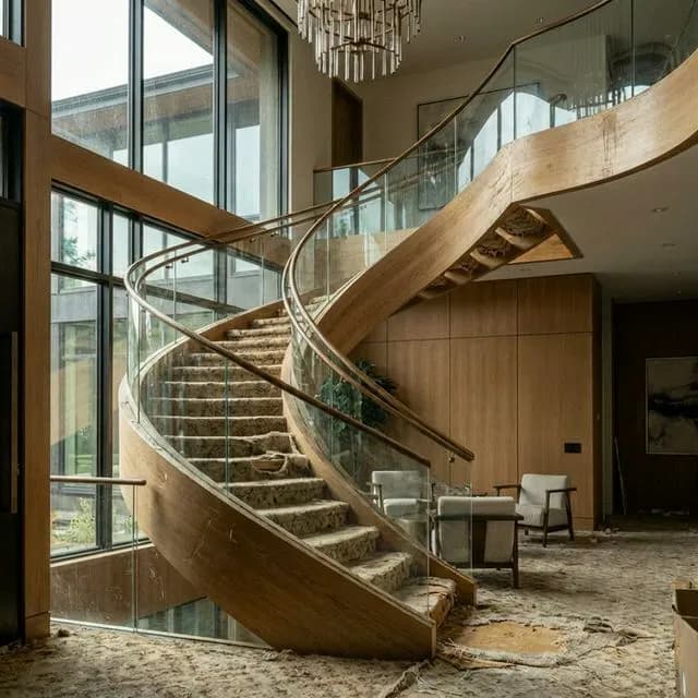 Before: Foyer restoration in Doylestown, PA — Custom Millwork — Oak Staircase