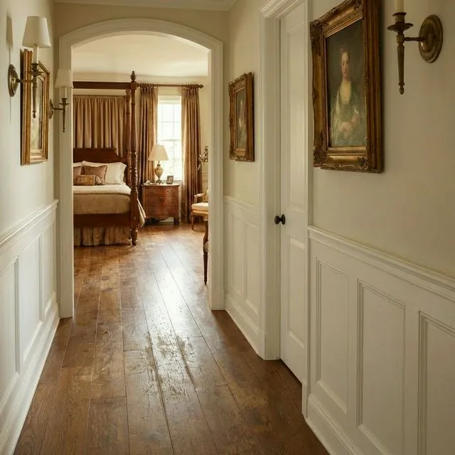Before: Parlor and main hallway — 1890s Victorian in Jim Thorpe, PA — Hardwood Restoration — Historic Victorian