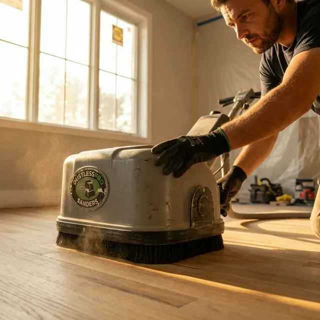 Professional flooring craftsman at work