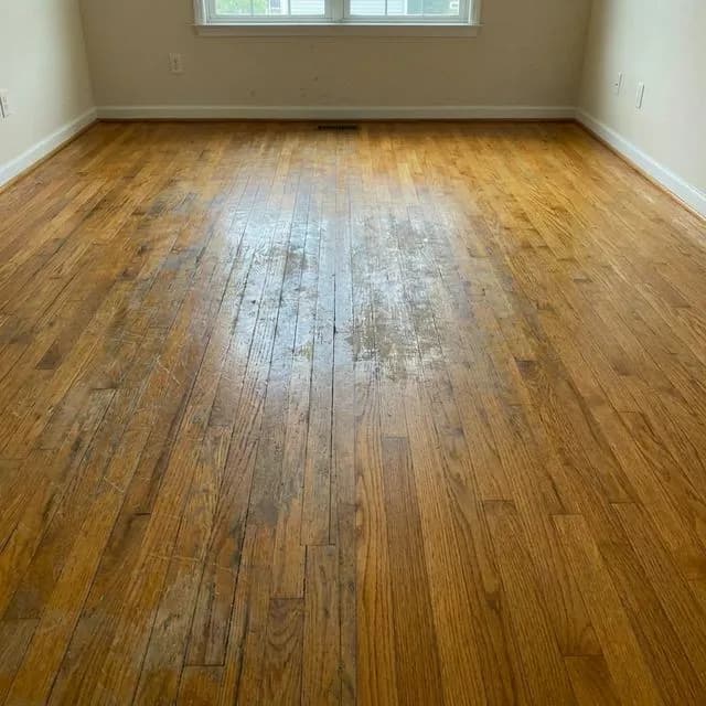 Before: Entire first floor — 1960s split-level in Whitehall, PA — Hardwood Refinishing — Dustless